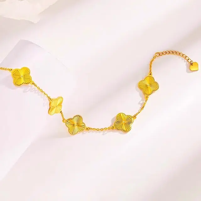 老作坊 五花四叶草 新中式森系小清新甜美 做个富婆 灵动幸运草 幸福相随 合金 手链 女款