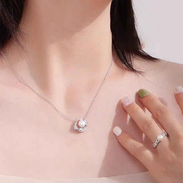 老作坊 梦幻星球系列 甜美浪漫国风新中式 温柔优雅气质显白 轻奢个性百搭 镶嵌锆石三件套 珍珠 项链 女款