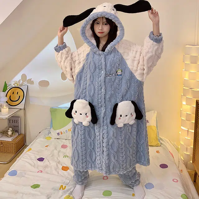 眠趣 家居服睡衣女 家居套装睡袍可爱小清新甜美甜酷卡通睡袍 居家学生女士 睡袍睡衣女款