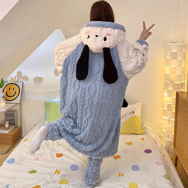 眠趣 家居服睡衣女 家居套装睡袍可爱小清新甜美甜酷卡通睡袍 居家学生女士 睡袍睡衣女款