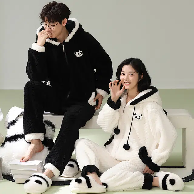 眠趣  家居套装 可以外穿的家居服 睡衣 加绒加厚舒适保暖冬居家宿舍 简约高颜值睡衣 睡衣套装 男女同款