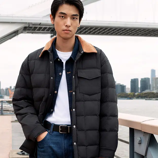 Calvin Klein Colorblock Corduroy Down Jacket