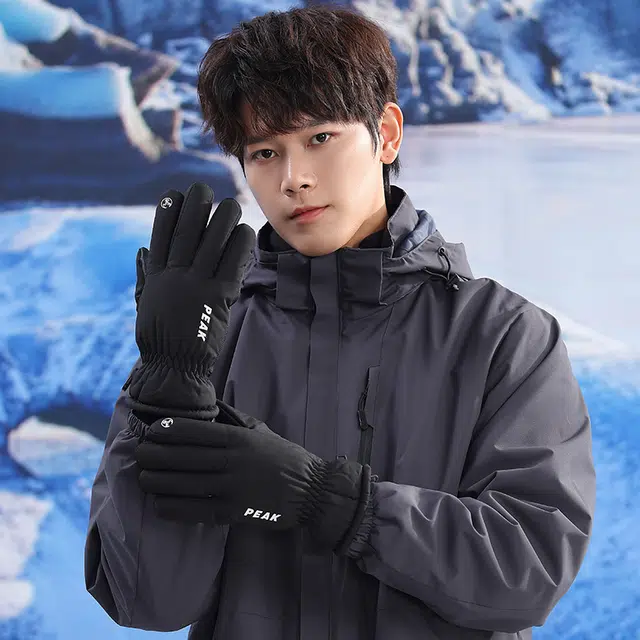 匹克 保暖防寒护耳套装 骑行滑雪防风防水加厚 手套 男女同款情侣款