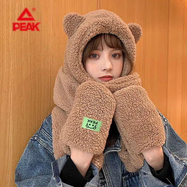 匹克 小熊 三合一 一体保暖毛绒 其他帽子 女款
