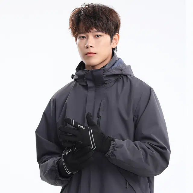 匹克 复古针织帽骑行冬季手套保暖两件套 晴纶 绒线帽 男女同款情侣款
