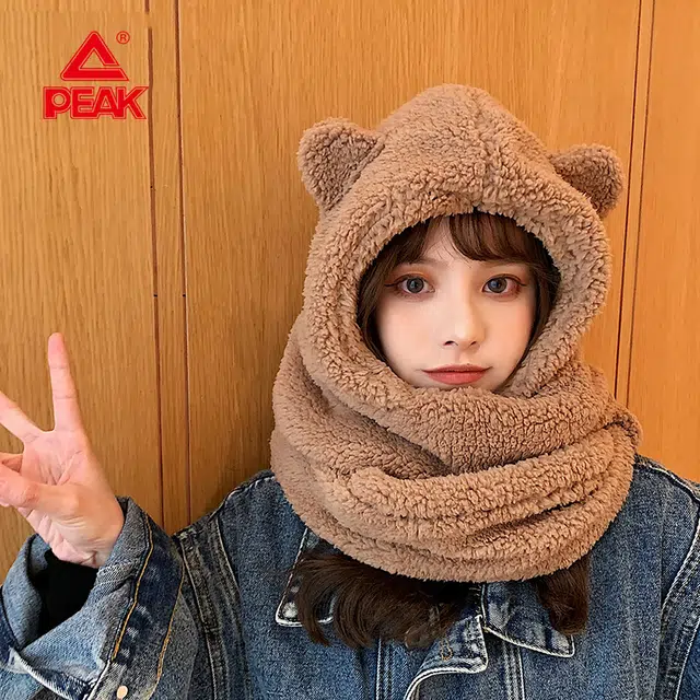 匹克 小熊 三合一 一体保暖毛绒 其他帽子 女款