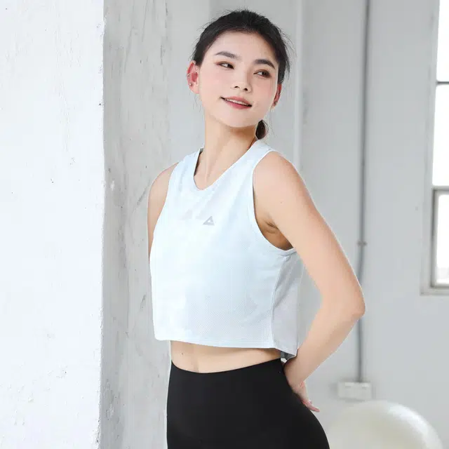 匹克 蓝色透气背心紫白休闲运动裤两件套健身套装 女款