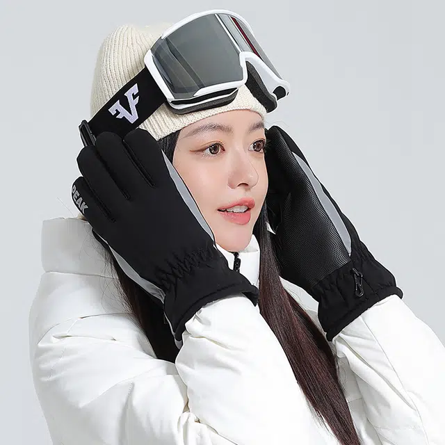匹克 【双倍加绒保暖】冬季北方潮流骑行防风电动摩托车登雪山自行车 可触屏 防冻伤 防泼水 聚酯纤维 滑雪手套 男女同款情侣款