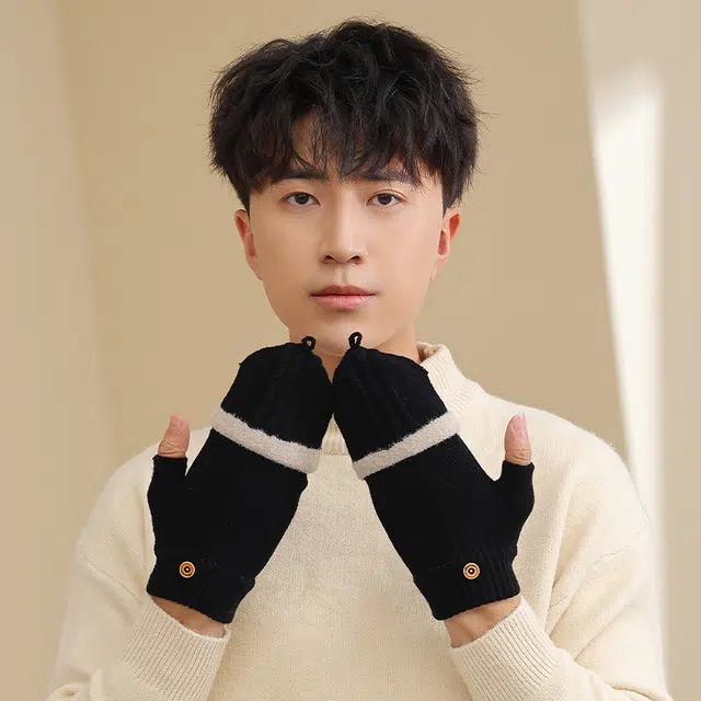 匹克 保暖半指翻盖 绒线手套 男女同款情侣款