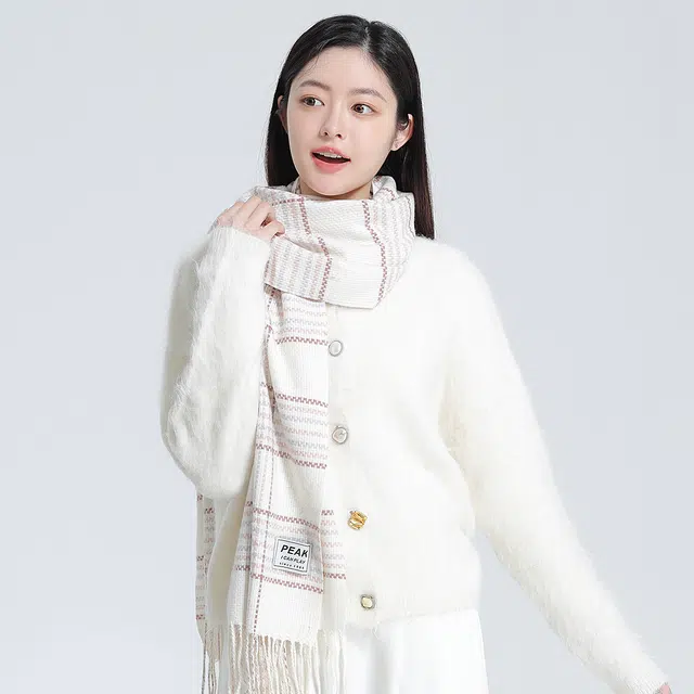 匹克 时尚系列 甜美小清新流苏文艺保暖简约百搭 绒线围巾 男女同款情侣款