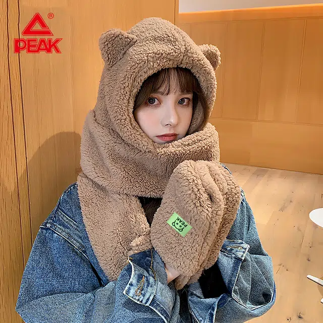 匹克 小熊 三合一 一体保暖毛绒 其他帽子 女款
