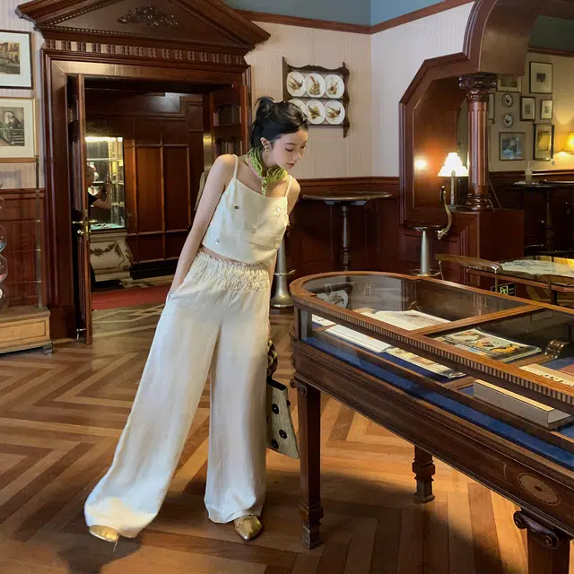 区区欧阳 宽松阔腿裤高腰休闲裤 女款