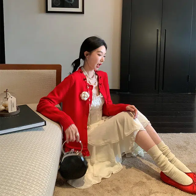 区区欧阳 慵懒风开衫复古舒适针织衫 女款