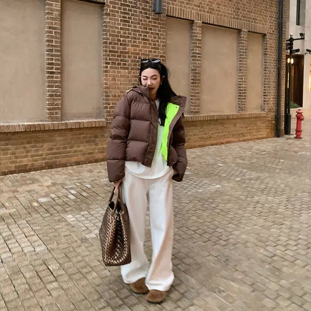 区区欧阳 休闲宽松高腰多口袋阔腿长裤牛仔裤 女款 白色