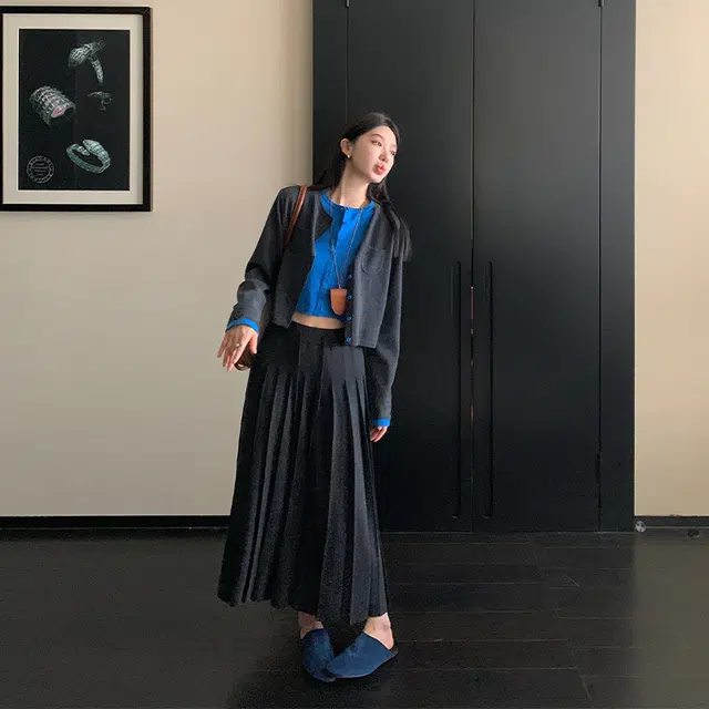 区区欧阳 时尚百搭撞色假两件慵懒风软糯开衫针织衫 女款