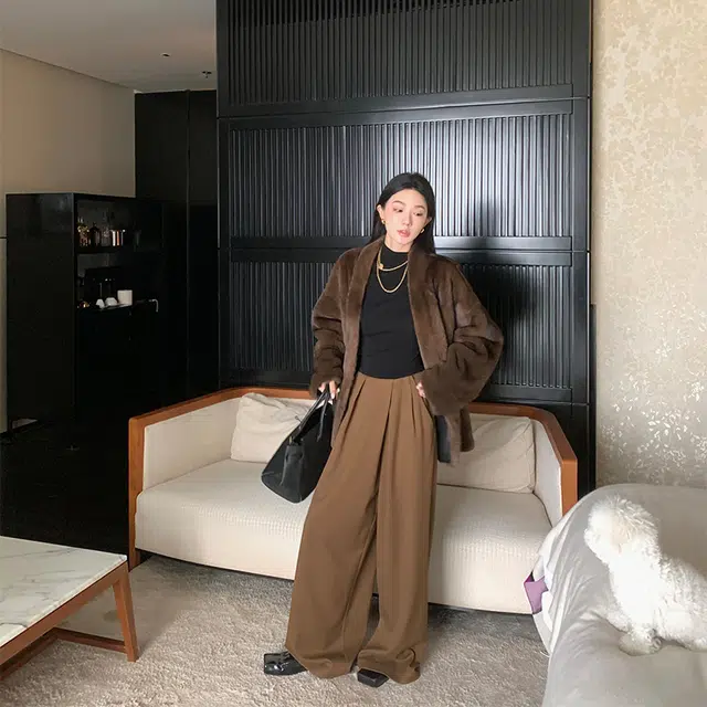 区区欧阳 纯色舒适宽松阔腿休闲裤 女款