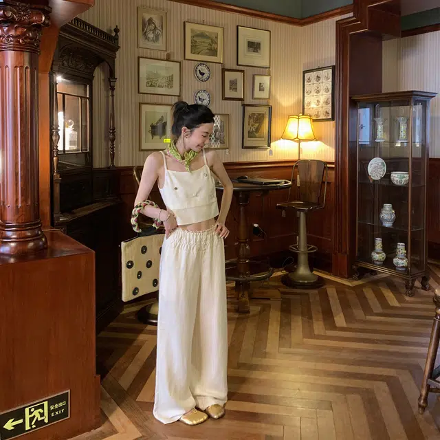 区区欧阳 宽松阔腿裤高腰休闲裤 女款