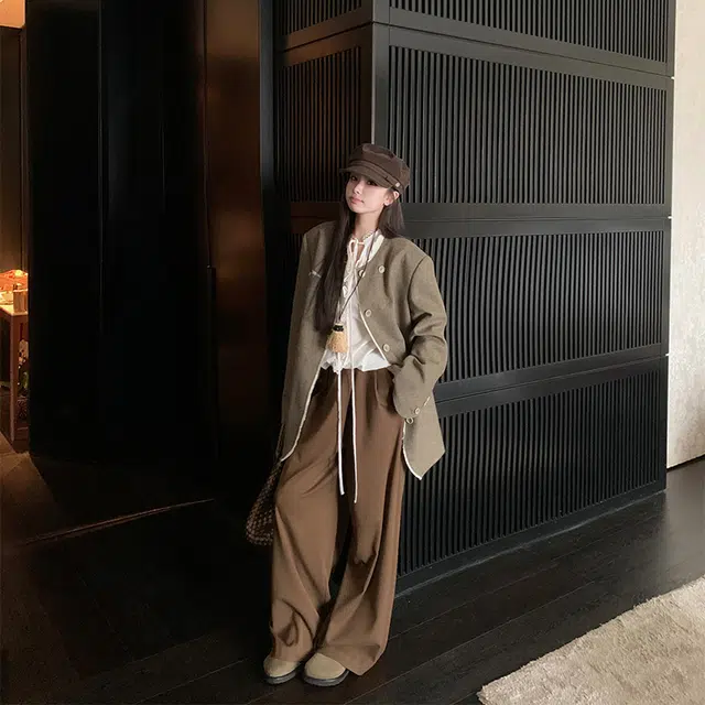 区区欧阳 纯色舒适宽松阔腿休闲裤 女款