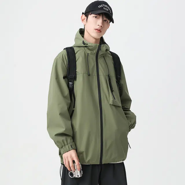 绘承 纯色山系户外多口袋拉链工装风宽松休闲落肩防风百搭夹克外套 男女同款