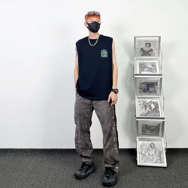 绘承 卡通动漫露营巴士圆领套头宽松休闲运动背心 男女同款