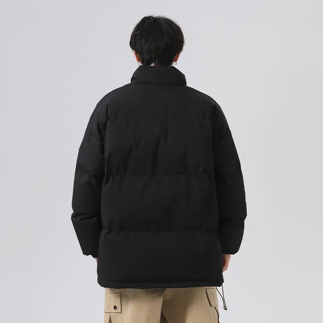 绘承 简约纯色印花加厚保暖防风立领宽松休闲面包棉服 男女同款