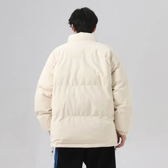 绘承 简约纯色印花加厚保暖防风立领宽松休闲面包棉服 男女同款