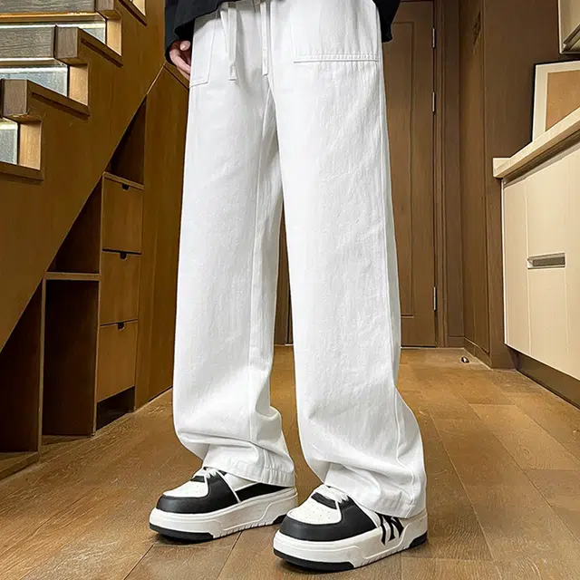 绘承 美式高街复古简约百搭基础款宽松直筒机能风垂感通勤舒适休闲裤 男女同款