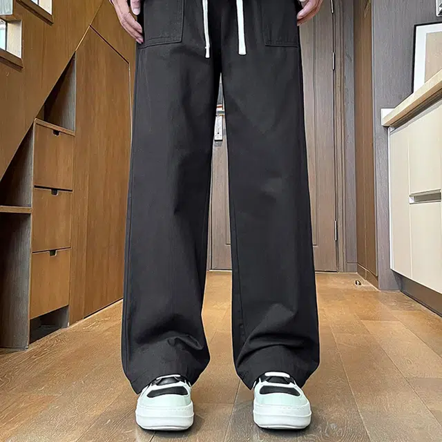 绘承 美式高街复古简约百搭基础款宽松直筒机能风垂感通勤舒适休闲裤 男女同款