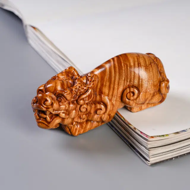 仙友 国潮新中式轻奢高级感【瑞兽貔貅】随手文玩吉祥如意心想事成财源广进摆件#好运 楠木 木作把件 男女同款情侣款