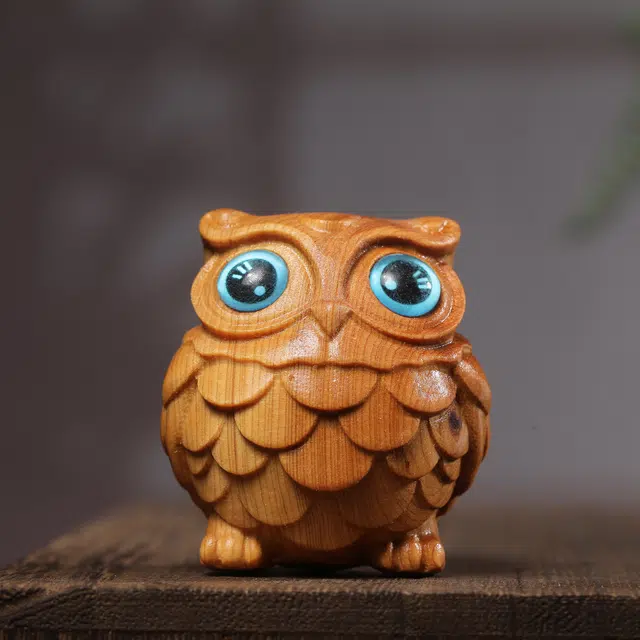 仙友 国潮新中式轻奢高级感【猫头鹰】随手文玩平安喜乐年年胜意岁岁欢愉摆件#好运 崖柏 把件 男女同款情侣款