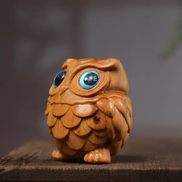仙友 国潮新中式轻奢高级感【猫头鹰】随手文玩平安喜乐年年胜意岁岁欢愉摆件#好运 崖柏 把件 男女同款情侣款