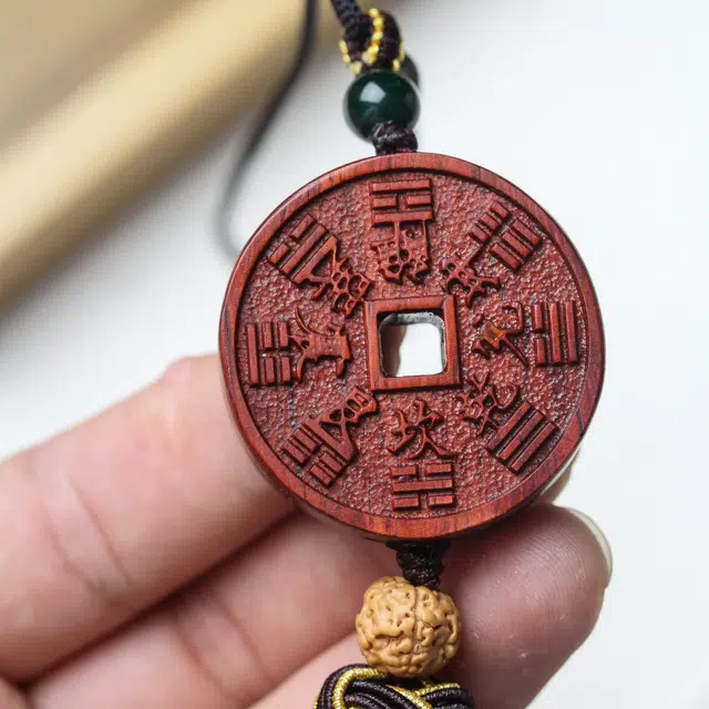 仙友 新中式文玩祥云流苏 平安顺遂 招财纳福 诸事顺利 好运莲莲国风车挂 檀木 挂件 男女同款情侣款