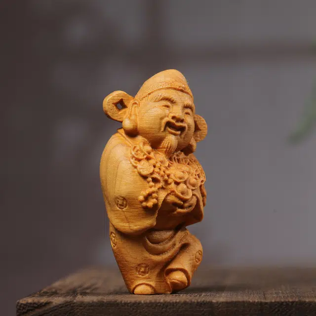 仙友 国潮新中式轻奢高级感【财神爷】随手文玩财运滚滚招财进宝万事顺意#好运 崖柏 木作把件 男女同款情侣款