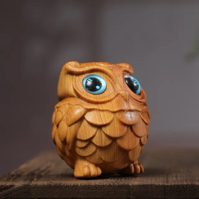 仙友 国潮新中式轻奢高级感【猫头鹰】随手文玩平安喜乐年年胜意岁岁欢愉摆件#好运 崖柏 把件 男女同款情侣款