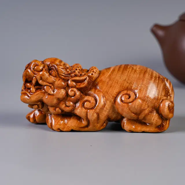 仙友 国潮新中式轻奢高级感【瑞兽貔貅】随手文玩吉祥如意心想事成财源广进摆件#好运 楠木 木作把件 男女同款情侣款
