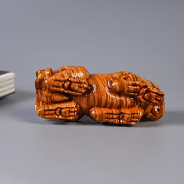仙友 国潮新中式轻奢高级感【瑞兽貔貅】随手文玩吉祥如意心想事成财源广进摆件#好运 楠木 木作把件 男女同款情侣款