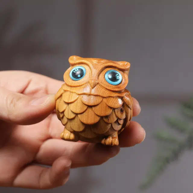 仙友 国潮新中式轻奢高级感【猫头鹰】随手文玩平安喜乐年年胜意岁岁欢愉摆件#好运 崖柏 把件 男女同款情侣款