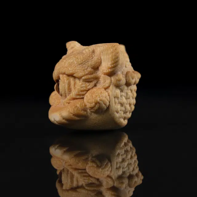 仙友 新中式 国潮 文玩盘玩精工雕刻招财醒狮 招财纳福 好运莲莲 诸事顺利 平安顺遂 竹木 木作把件 男女同款情侣款