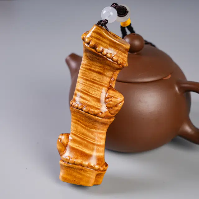 仙友 国潮新中式轻奢高级感【竹报平安】随手文玩平安喜乐无忧无虑福禄寿禧摆件#好运 楠木 把件 男女同款情侣款