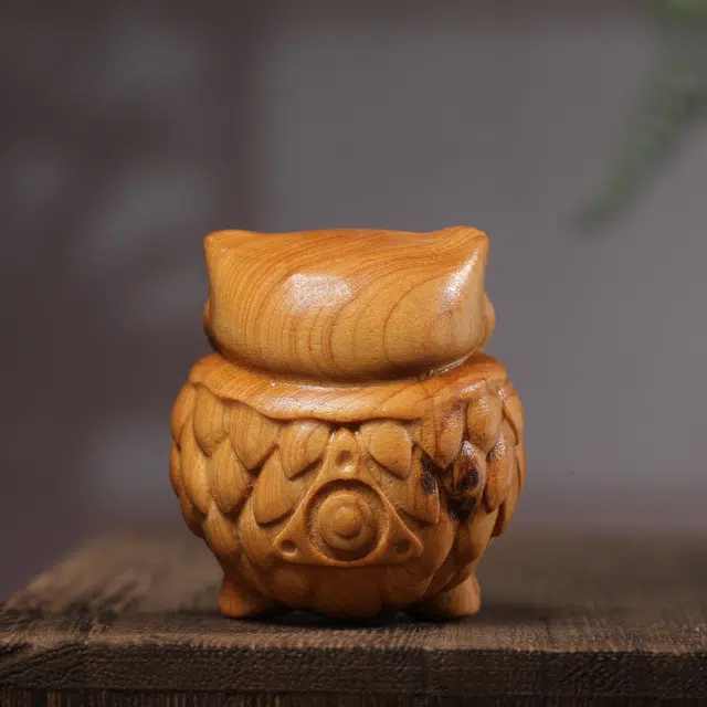 仙友 国潮新中式轻奢高级感【猫头鹰】随手文玩平安喜乐年年胜意岁岁欢愉摆件#好运 崖柏 把件 男女同款情侣款