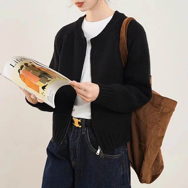 雅羊人 长袖休闲简约毛衣 女款 黑色
