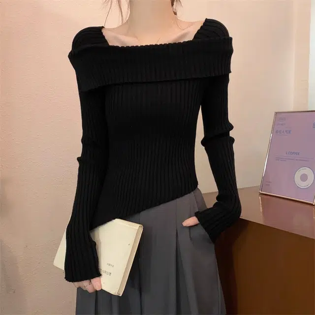 雅羊人 纯色舒适休闲简约针织衫 女款 黑色