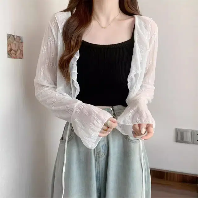 雅羊人 薄款简约通勤针织衫 女款 白色