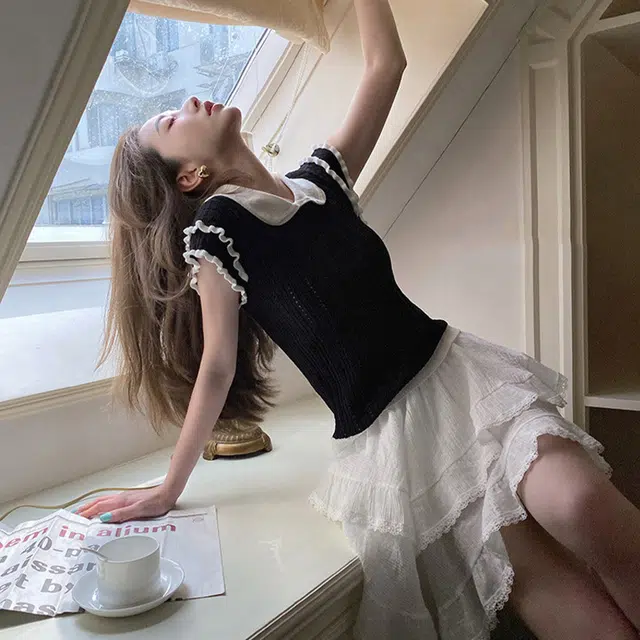 雅羊人 套头简约通勤针织衫 女款 黑色