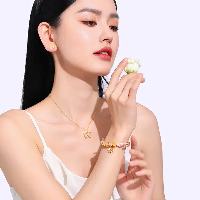 壹仟俩 爱心皇冠手绳 精致轻奢优雅小众高级感 足金 按克计价 黄金手链 女款