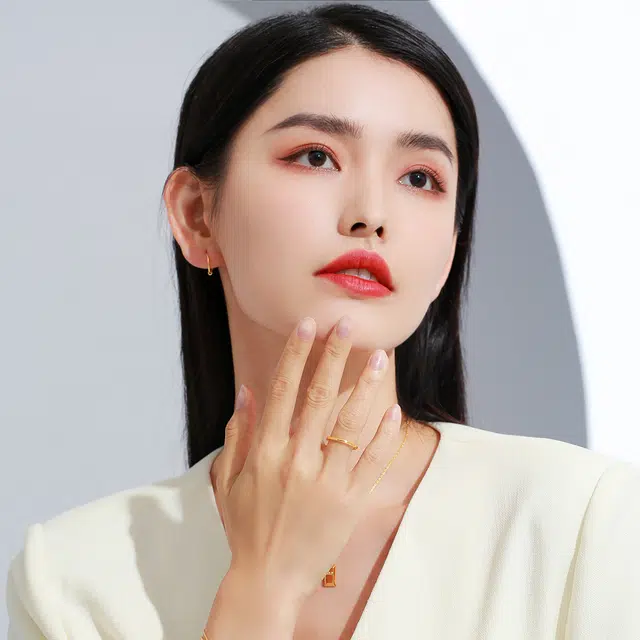 壹仟俩 硬金时尚简约小众轻奢风设计感光圈素圈高级感闭口戒 足金 按克计价 黄金戒指 女款