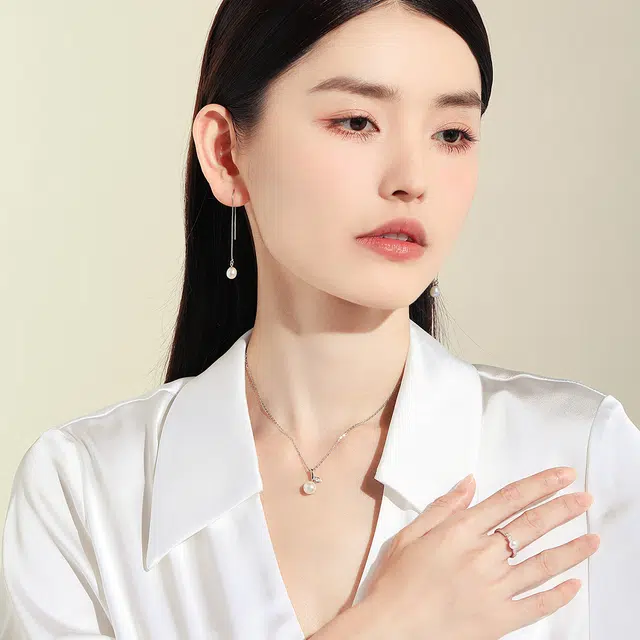 壹仟俩 长款 流苏   日常通勤 淡水珍珠 耳线 女款
