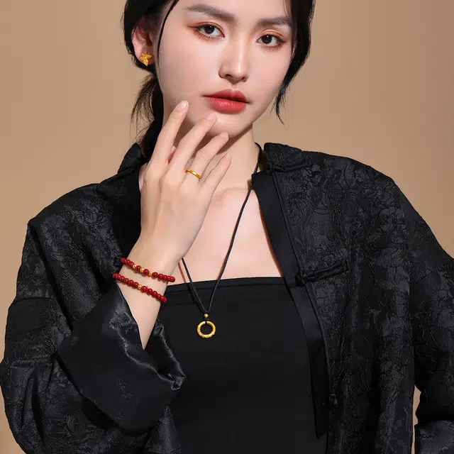 壹仟俩 诸事顺利 国潮新中式复古转运 足金 一口价 黄金手串 女款