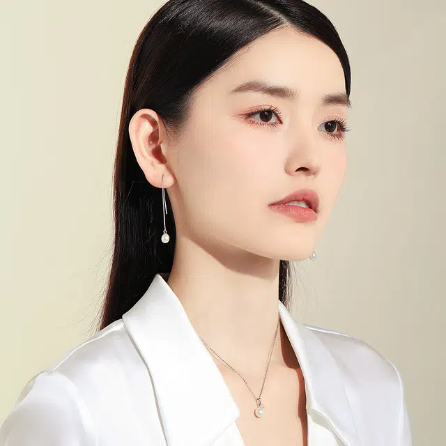 壹仟俩 长款 流苏   日常通勤 淡水珍珠 耳线 女款