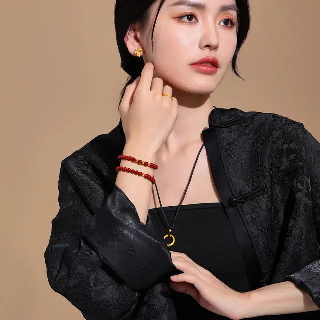 壹仟俩 诸事顺利 国潮新中式复古转运 足金 一口价 黄金手串 女款